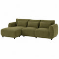 Divano modulare con chaise longue in tessuto a coste verde oliva 270 x 95 x 70 cm struttura in legno e imbottitura in schiuma