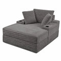 Divano angolare modulare in velluto a coste poliestere grigio con chaise e contenitori 260 x 160 x 85 cm struttura in legno multistrato e schiuma