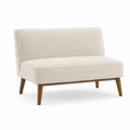 Divano a due posti senza braccioli in tessuto poliestere beige effetto lino struttura in legno 150 cm 80 cm 80 cm