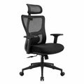 Sedia da ufficio ergonomica 65 x 65 x 118-128 cm in rete nera con poggiatesta braccioli regolabili base girevole a cinque razze con ruote